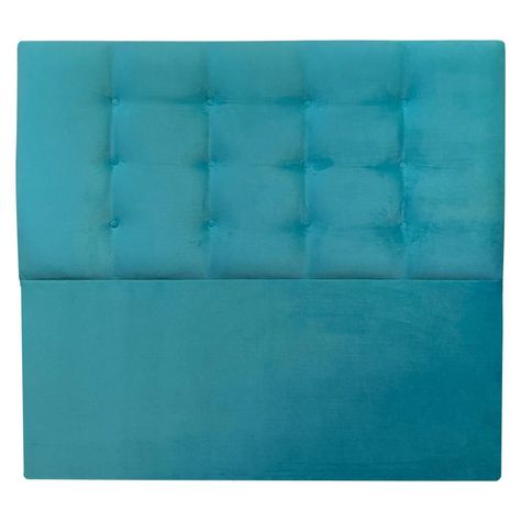 Respaldo Botone Felpa Turquesa Queen-0