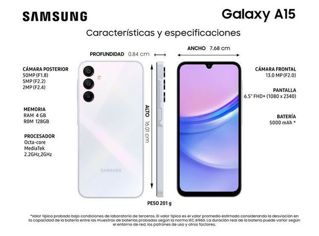 Smartphone Galaxy A15 128GB 6.5" Light Blue Liberado-3