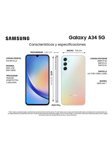 Smartphone Galaxy A34 128GB6GB 5G Plata Liberado-1
