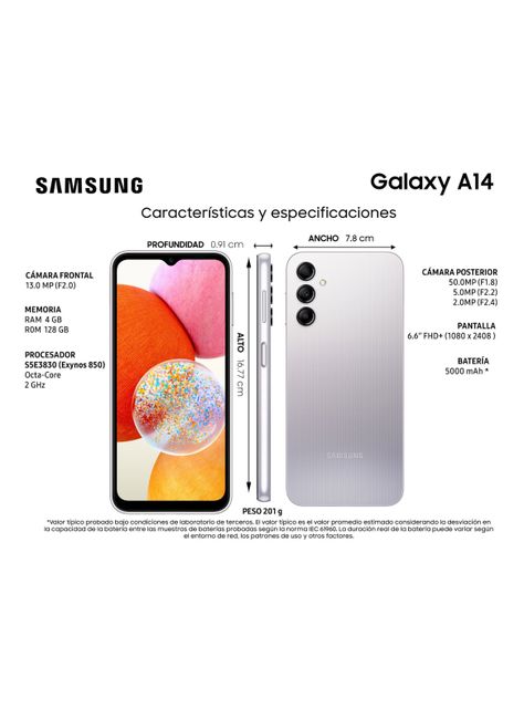 Smartphone Galaxy A14 128GB4GB 5G Silver Liberado-2