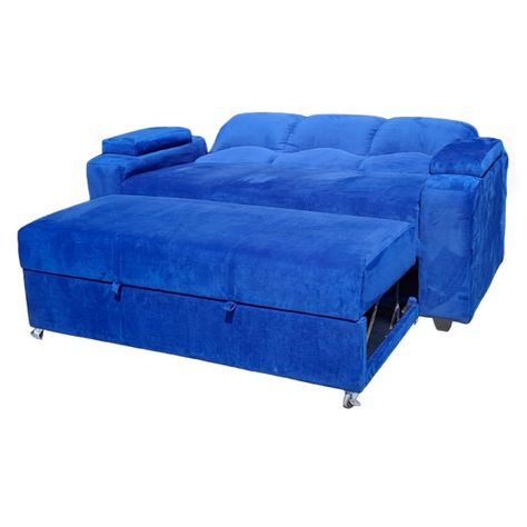 SOFA CAMA FUNCIONAL 2 PZ DECO FELPA AZUL-2