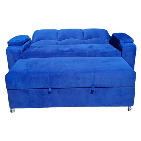 SOFA CAMA FUNCIONAL 2 PZ DECO FELPA AZUL-4