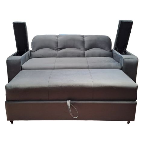 SOFA CAMA FUNCIONAL 2 PZ DECO FELPA GRIS OSCURO-3