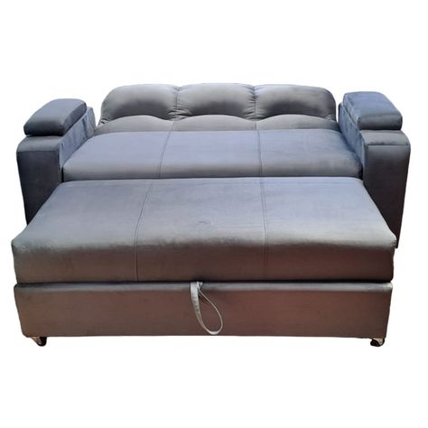 SOFA CAMA FUNCIONAL 2 PZ DECO FELPA GRIS OSCURO-4