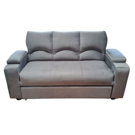 SOFA CAMA FUNCIONAL 2 PZ DECO FELPA GRIS OSCURO-0