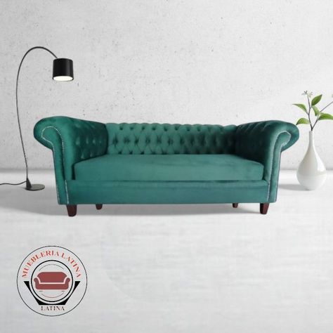 SOFA FELPA 3 CUERPOS CHESTERFIELD CAPITONE BRABANTE VERDE  -0