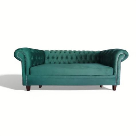 SOFA FELPA 3 CUERPOS CHESTERFIELD CAPITONE BRABANTE VERDE  -1