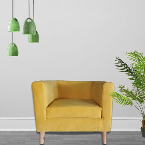 POLTRONA BORLANGE CUBO FELPA AMARILLO-0