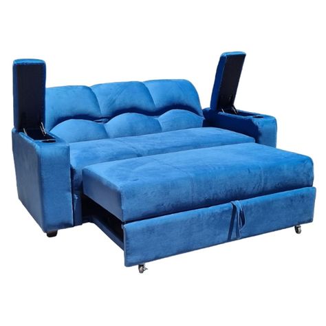SOFA CAMA FUNCIONAL 2 PZ DECO FELPA AZUL PETROLEO-1