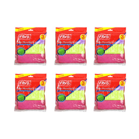 6 PAQUETES DE PACK 3 PAÑOS MICROFIBRA 34X36 CM-0