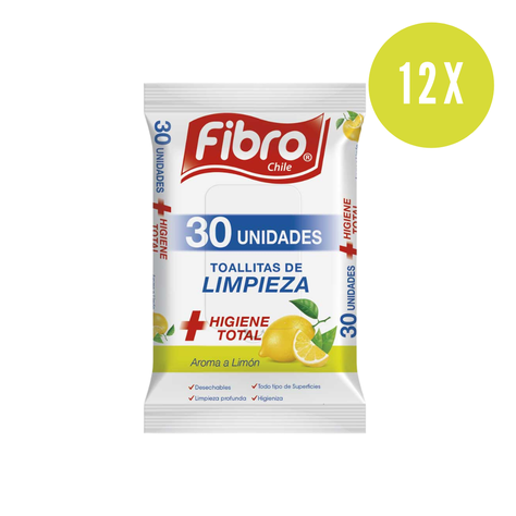 12 UNIDADES TOALLITAS WIPES POUCH LIMON 30 UN-0