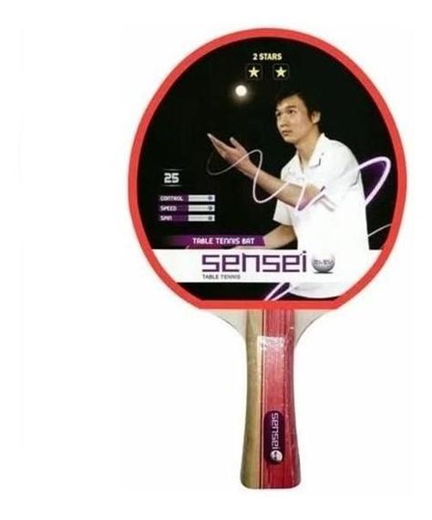 Paleta De Ping Pong Sensei 2 Star Negra Y Roja-0