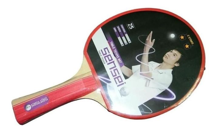 Paleta De Ping Pong Sensei 2 Star Negra Y Roja-1