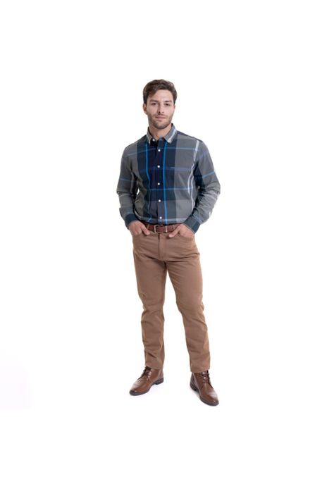 Camisa Escocesa Regular Fit Gris-2