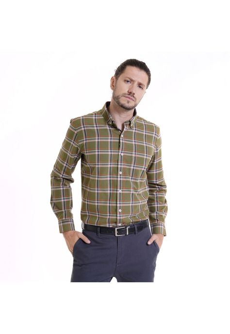 Camisa Oxford Fantasía Verde musgo-0