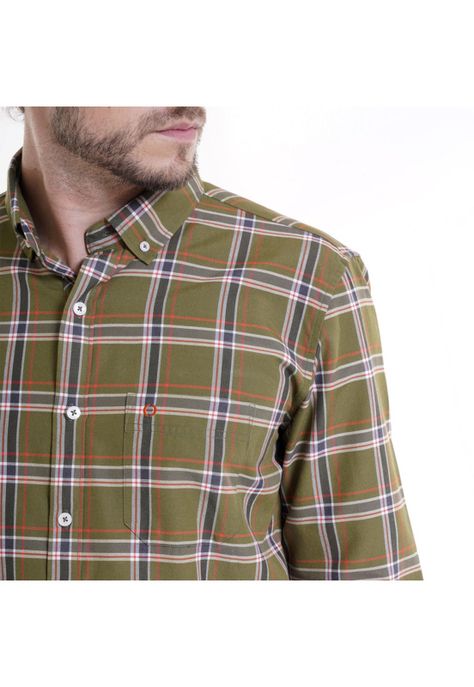 Camisa Oxford Fantasía Verde musgo-3