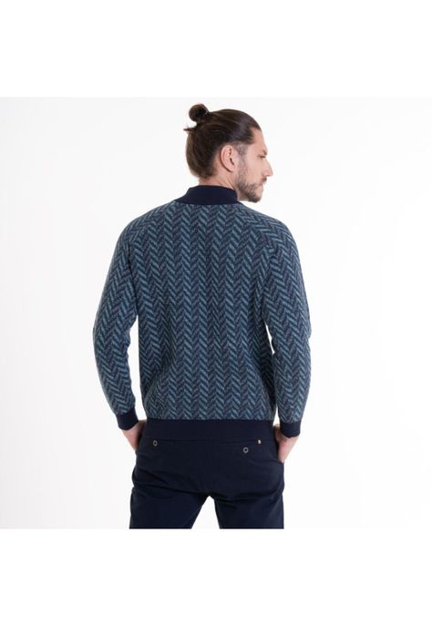 Sweater Half Zipper Contraste Azul Marino-1