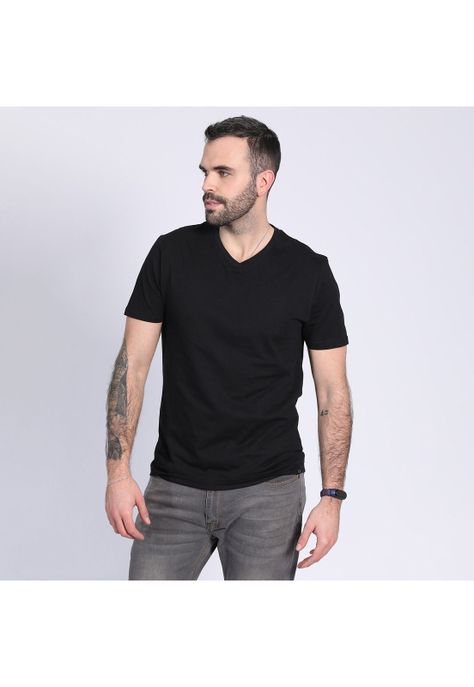 Polera Cuello V Negro-0