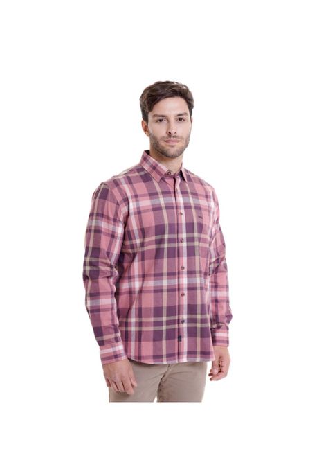 Camisa Villela Escocesa Regular Fit Coral-0