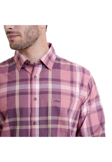 Camisa Villela Escocesa Regular Fit Coral-3
