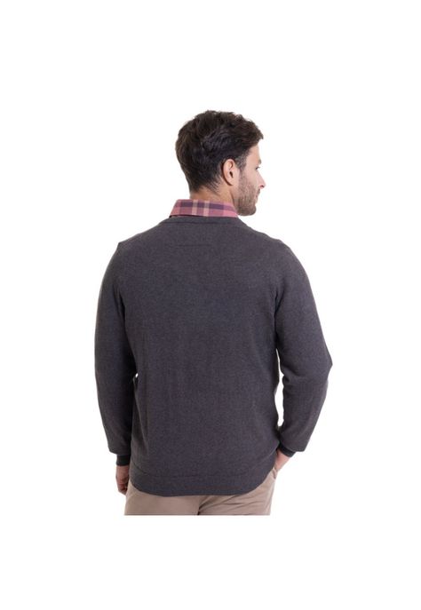 Sweater Cuello V Melange Gris Oscuro-1