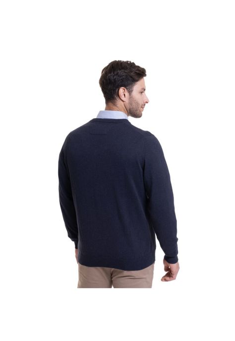 Sweater Cuello V Melange Azul-1