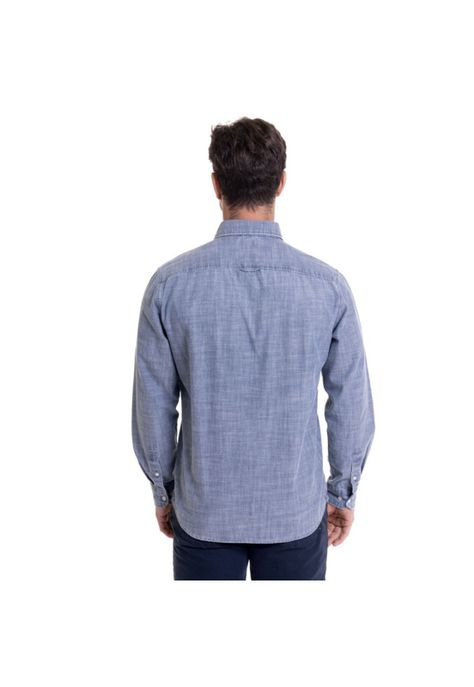 Camisa Jacquard Look Denim Comfort Fit Azul Denim-1