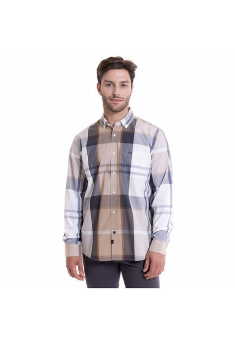 Camisa Escocesa Regular Fit Beige-0