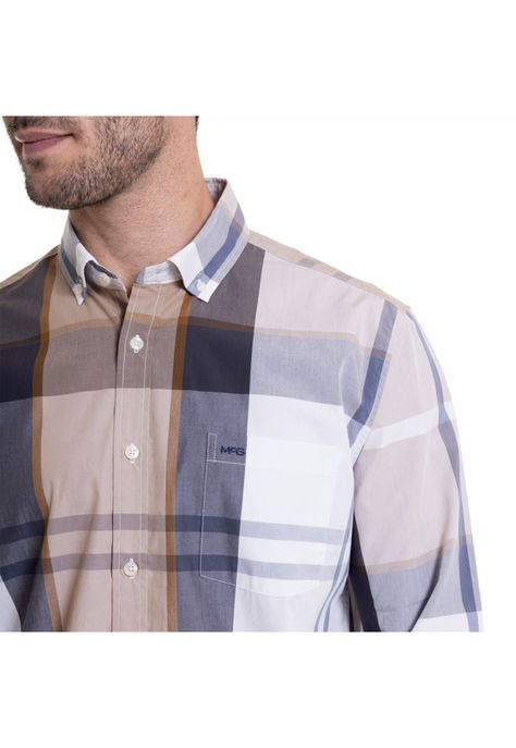 Camisa Escocesa Regular Fit Beige-3