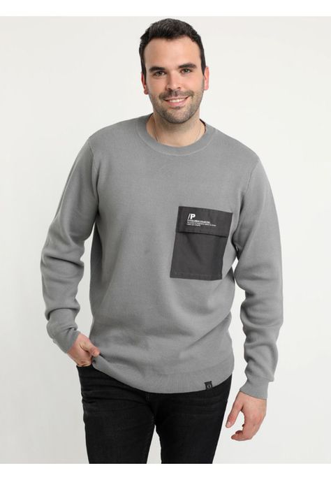 Sweater Cuello Redondo Gris-0