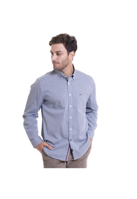 Camisa Dobby Comfort Fit Azul-0
