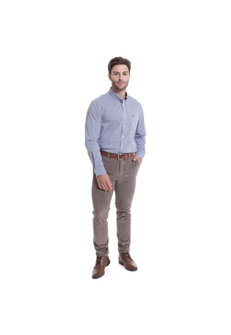 Camisa Dobby Comfort Fit Azul-2