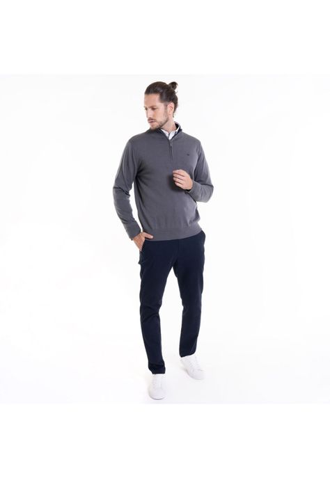 Sweater Half Zipper Gris oscuro-2