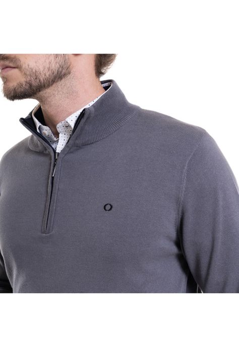 Sweater Half Zipper Gris oscuro-3