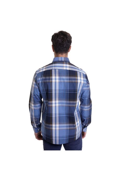 Camisa Escocesa Regular Fit Azul Marino-1