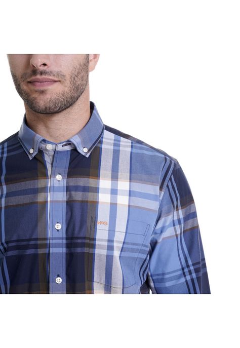 Camisa Escocesa Regular Fit Azul Marino-3