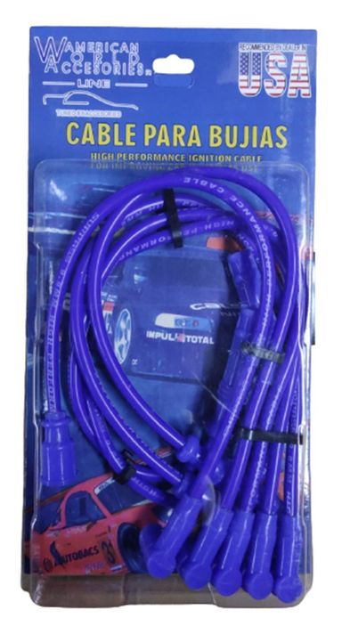 CABLES BUJÍA DE ALTA 9.8MM AZUL COMPETICIÓN UNIVERSAL AUTO-1