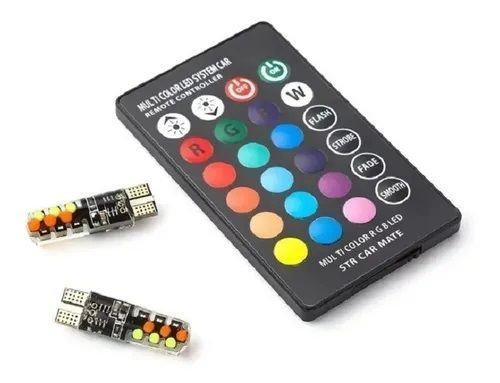 PAR LUCES LED COLA DE PESCADO RGB T10  CON CONTROL OEM  MULTICOLOR-0