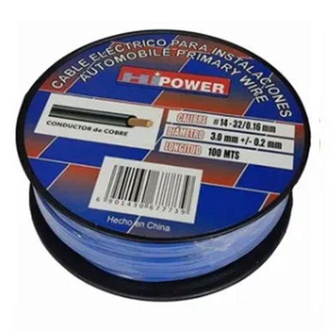 100 METROS DE CABLE AUTOMOTRIZ 14 AWG AZUL-0