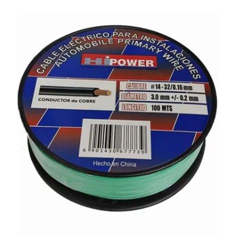 100 METROS DE CABLE AUTOMOTRIZ 14 AWG VERDE-0