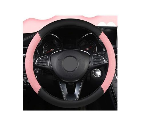 CUBRE VOLANTE  GOODCAR ECO CUERO CON COSTURAS ROSADO-1