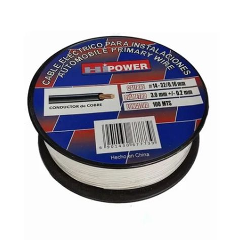100 METROS DE CABLE AUTOMOTRIZ 14 AWG BLANCO-0