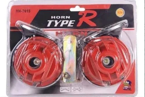 SET DE BOCINAS TIPO CARACOL 12V PARA AUTOS HORM TYPE R ROJO-0