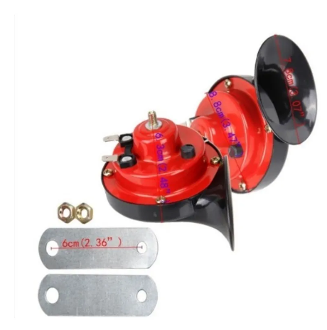 SET DE BOCINAS TIPO CARACOL 12V PARA AUTOS HORM TYPE R ROJO-3