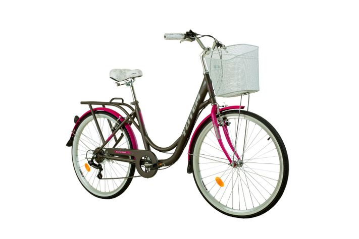 BICICLETA TOTEM CITY DAMA ARO 26 GRIS CON FUCSIA-0