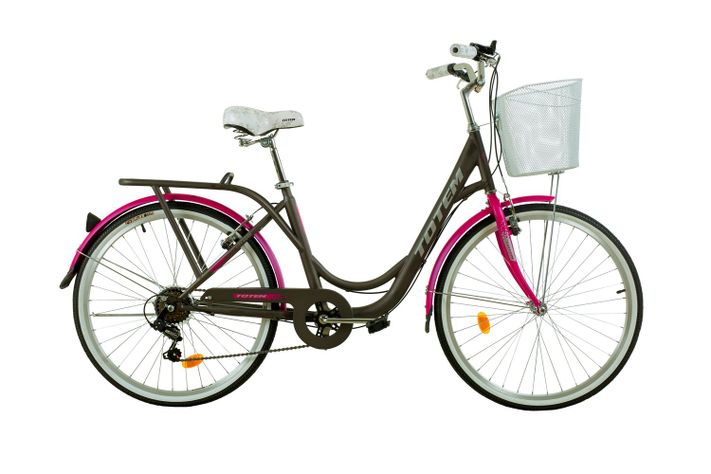 BICICLETA TOTEM CITY DAMA ARO 26 GRIS CON FUCSIA-1
