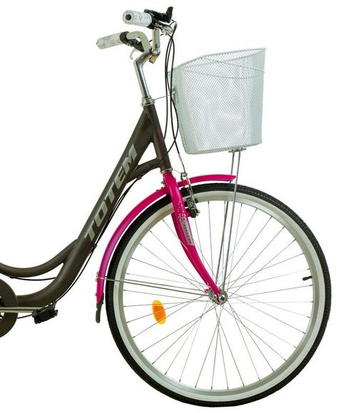 BICICLETA TOTEM CITY DAMA ARO 26 GRIS CON FUCSIA-3