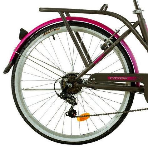BICICLETA TOTEM CITY DAMA ARO 26 GRIS CON FUCSIA-4