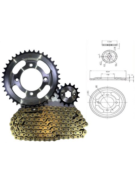 KIT DE TRANSMISION HONDA CGL125 39T/15T 428H124-1
