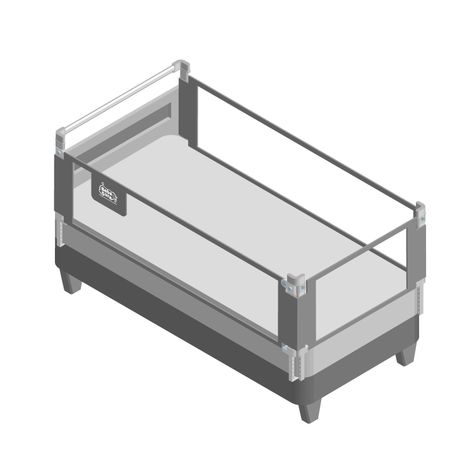 3 barandas Gris + soporte de cabecera para cama Súper King 200*200*200 cm para colchón hasta 27 cm -0